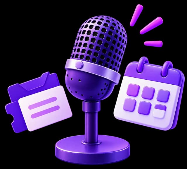 Microphone with event tickets and a calendar
